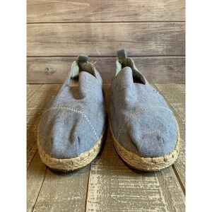Toms Light Denim Canvas Espadrille Slip On Shoes Size 8.5 White Stitching
